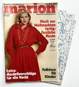 MARION - MODEJOURNAL FÜR SELBSTSCHNEIDERINNEN Vintage Modezeitschrift Nähzeitschrift mit Schnittmustern Dezember 1977