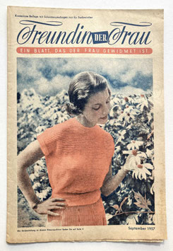 FREUNDIN DER FRAU Vintage Nähzeitschrift Modezeitschrift Modeheft mit Schnittmusterbogen - September 1957