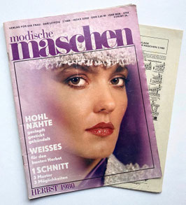 MODISCHE MASCHEN Vintage Modezeitschrift Strickzeitschrift Strickheft mit Schnittbogen und Anleitungen - Herbst 1980