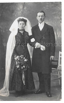 Alte Foto Postkarte HOCHZEIT elegantes Brautpaar um 1900