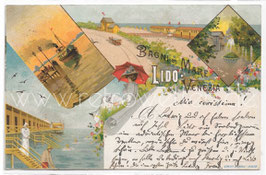 Alte Lithographie Postkarte VENEDIG VENEZIA LIDO Bagni di Mare Lido 1896