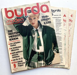 BURDA MODEN Vintage Modezeitschrift Modeheft  Modemagazin mit Schnittmustern September 1978