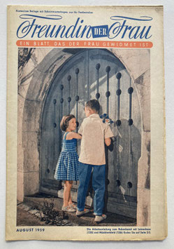 FREUNDIN DER FRAU Vintage Nähzeitschrift Modezeitschrift Modeheft mit Schnittmusterbogen - August 1959