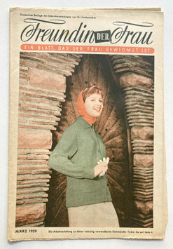 FREUNDIN DER FRAU Vintage Nähzeitschrift Modezeitschrift Modeheft mit Schnittmusterbogen - März 1959