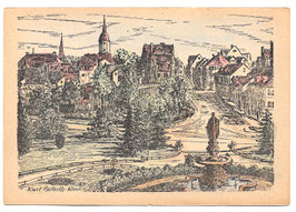 Künstler AK Kurt Halboth  VERSCHWUNDENES WEIMAR Vimariabrunnen und Kettenberg um 1920