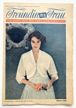 FREUNDIN DER FRAU Vintage Nähzeitschrift Modezeitschrift Modeheft mit Schnittmusterbogen - Februar 1958