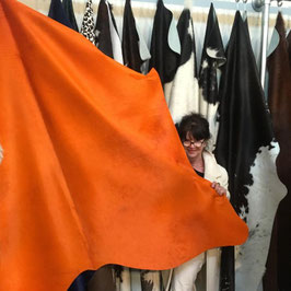 grosses orange gefärbtes Kuhfell/Kuh Haut /peau de vache cowhide