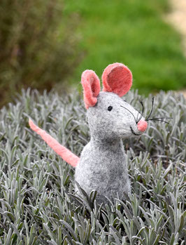 Filzeierwärmer groß Maus grau/rosa