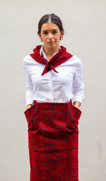 FALDA MIDI TWILL FLOCADO