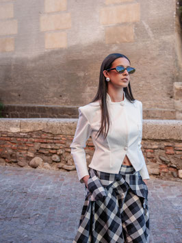FALDA CAPA VICHY CON BOLSILLOS COLGANTES