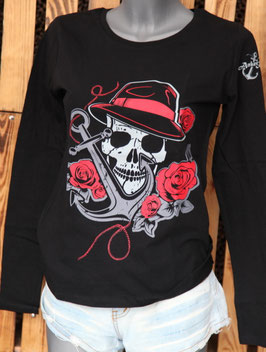 Longsleeve Black Skull Roses