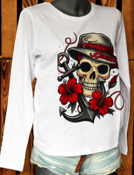 Longsleeve White Skull Hibiscus