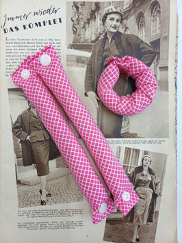 12er Set Pillow Curlers Lockenwickler Rautenmuster pink Retro Design