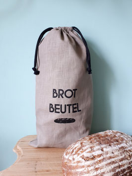 Brotbeutel aus Leinen taupe / Brotbeutel aus Stoff mit Aufdruck / Laib Brot