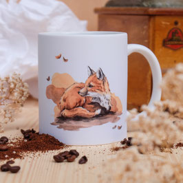 Tasse matt - liegender Fuchs