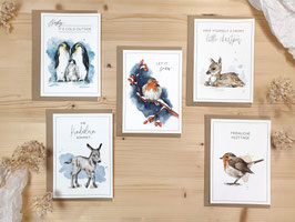 5er WEIHNACHTSKARTEN SET mit Umschlägen