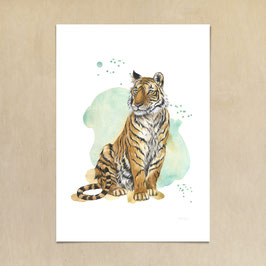 Kunstdruck - Sitzender Tiger