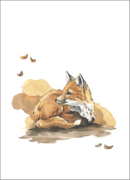 Postkarte - Liegender Fuchs