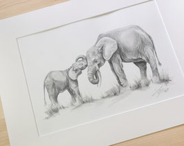 Original Zeichnung: "Waldelefanten"