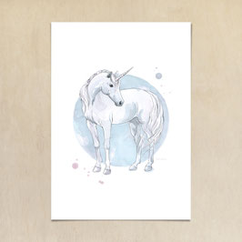 Kunstdruck - Einhorn stehend Kreis