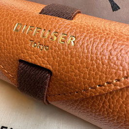 Shrink Leather Roll Eyewear Case/ Orange Brown