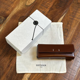 Oil Leather Rectangle Eyewear Choco Brown / Dark Green