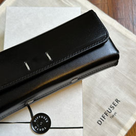 Oil Leather Rectangle Eyewear Black / Navy