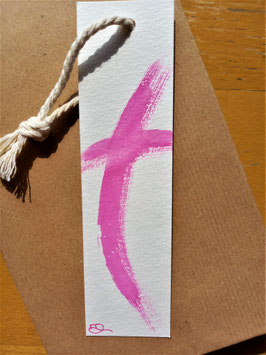 Lesezeichen Kreuz rosa