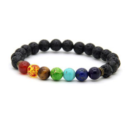 GOOD.designs Chakra Perlen-Armband aus Lava-Natursteinen und allen 7 Chakra