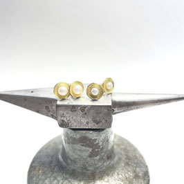 Ohrstecker rund mit Perlen, Gold oder Silber