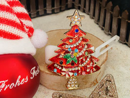HundehaarSpange  " Klassischer  Rhinestone  Christmas Tree RED " Nr . 9