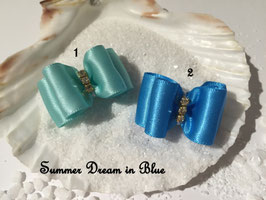 HundeHaarSpange : Schleife " Classic Summer Dream mint  und hellblau "