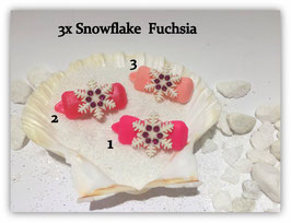HundehaarSpangen " 3x Snowflake  mit SWK Fuchsia "