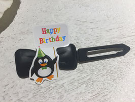 HundeHaarSpange  Pinguin  " Happy Birthday   "