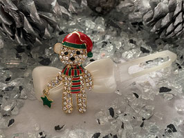 HundehaarSpange  " Klassischer  Rhinestone  Weihnachtsbär" Nr .00000