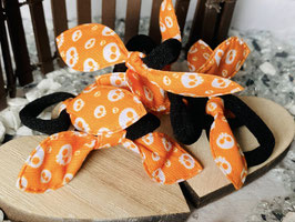 Zopfgummi " Stoffpropeller  Blau-Orange-Lila Farbtöne " 6