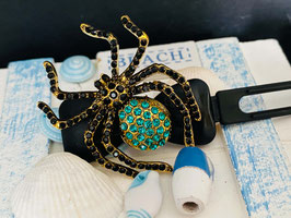 " Fantastic Rhinestone Spider "  16  türkis/ schwarz