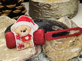 WeihnachtsMotiv HundeHaarSpange "Herzweihnachtsbär"