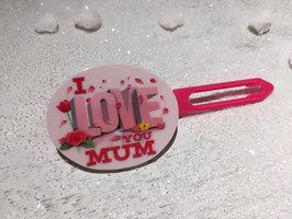 MotivHundehaarSpange "  I Love you  MUM in Pink "