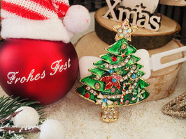 HundehaarSpange  " Klassischer  Rhinestone  Christmastree GREEN " Nr . 11