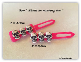 Limted Edition !!!! Skulls (3) on raspberry bow