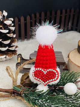 Weihnachten mit Mickey Mouse und Co: Weihnachtsmütze mit Rhinestoneherz ROT 2