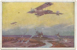 Militärdoppeldecker auf Erkundungsflug an der Marne