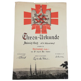 Oorkonde - 'Rheinisches Landesturnfest Bad-Aachen' - 1934