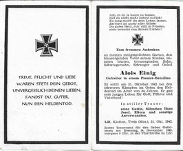 Doodsprentje van 'Alois Einig'