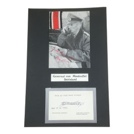 Hasso von Manteuffel - set handtekeningen/autographs