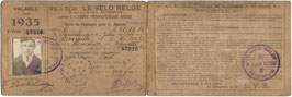 België - Velo Club 'Le Velo Belge' - Carte de Passages pour la Douane