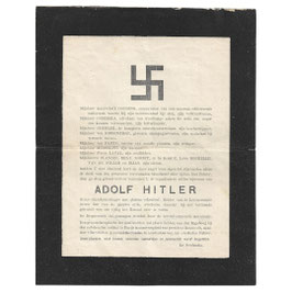 Anti-nazi verzetsdrukwerk: satirische overlijdensbrief Adolf Hitler