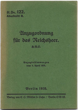 Anzugordnung für das Reichsheer - 1935