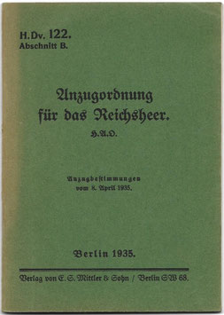Anzugordnung für das Reichsheer - 1935